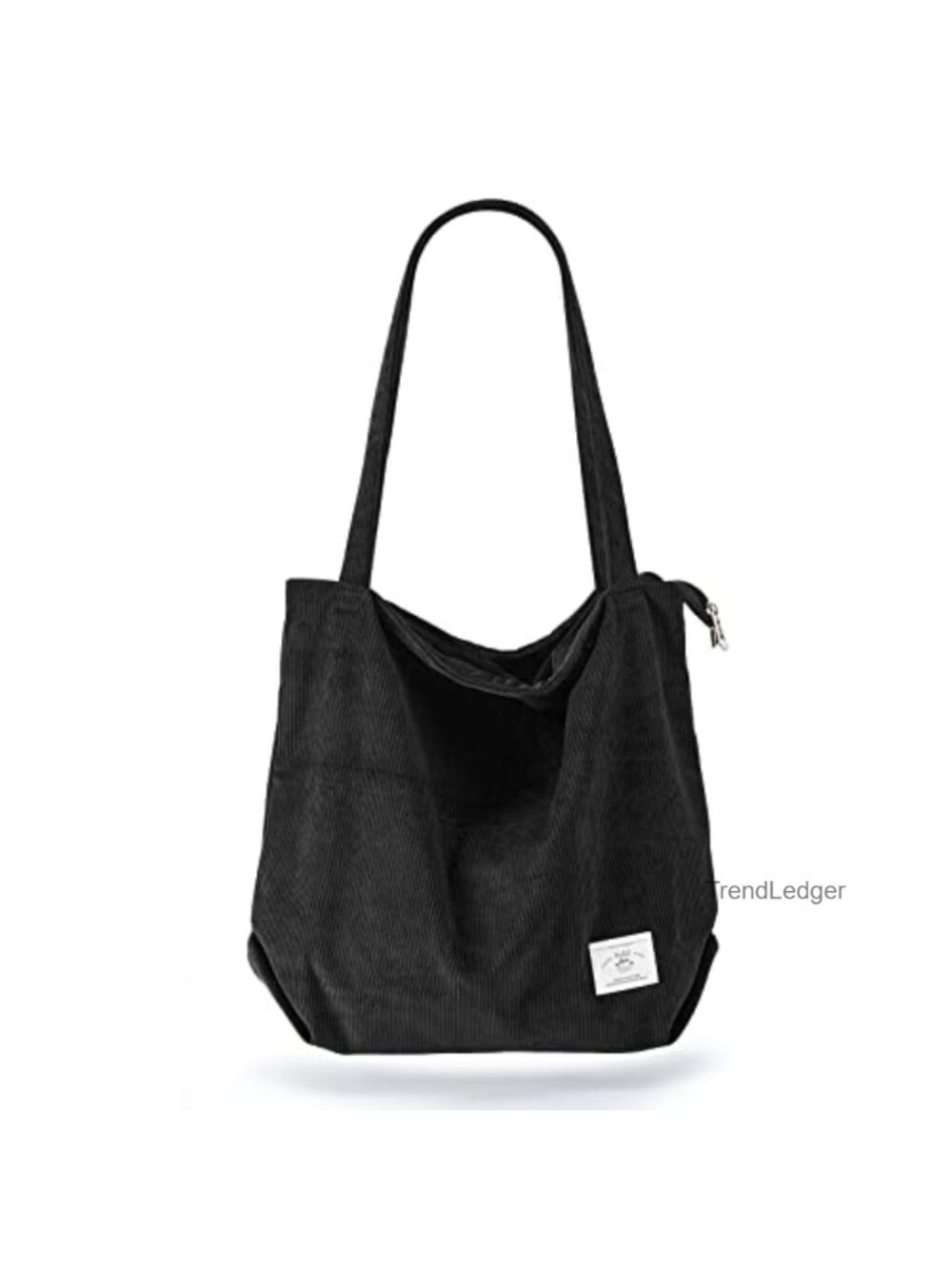 Corduroy Tote Bag Zip Casual Handbag Large Shoulder Bag with Pockets
